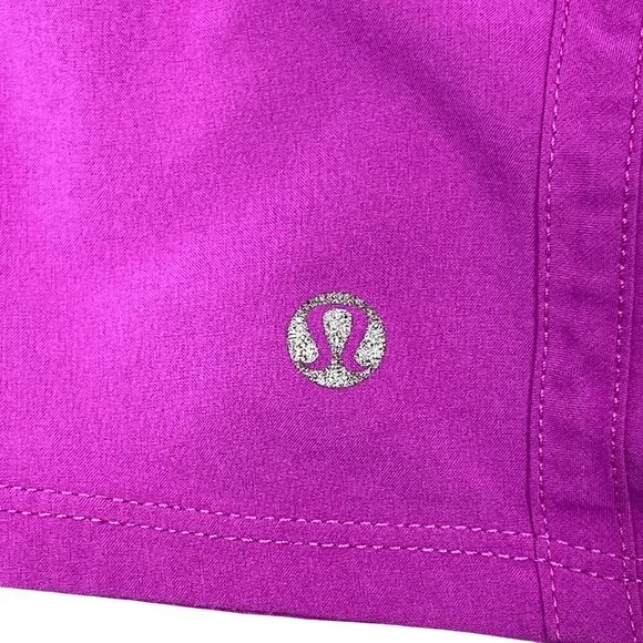 Lululemon Tracker II Running Shorts Sz 12 Fuschia Lined Elastic Waist Zip Pocket - Picture 7 of 11